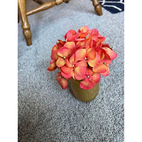 Flowers In Gold Painted Mason Jar - Picture 1 of 4